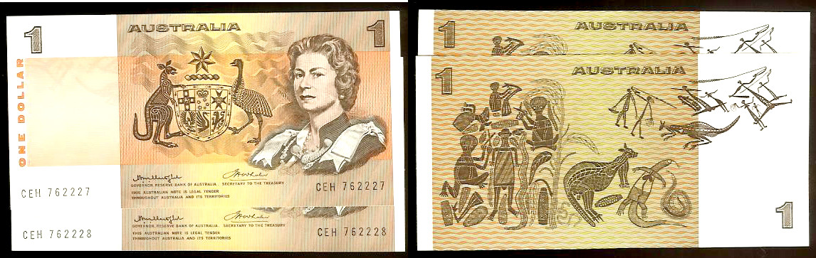 Australian $1 Knight/Wheeler 1976 Unc.